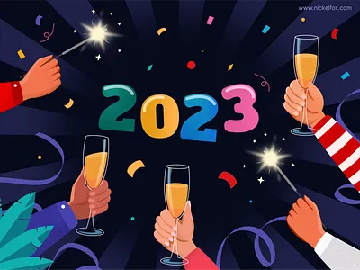 Happy New Year 2023 2023 art branding celebrate clean color design enjoy exploration fun graphic design happy happy new year illustration minimal party ui ux vector year