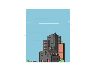 Windy architecture buildings geometric illustration illustrator line vector