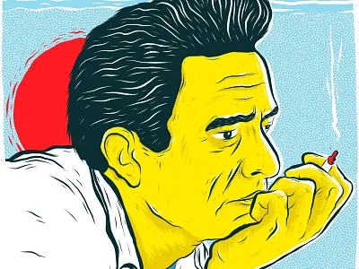 Johnny Cash portrait abstract adobe draw cigarette country design drawing graphic iampommes illustration illustrator johnny pattern pommes portrait procreate smoke smoking vector