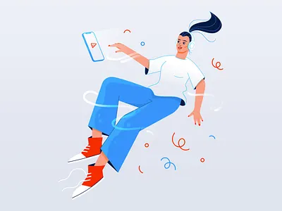 Content lover blue character character design design flat floating flying girl headphones illustration illustrator iphonex music music app phone smile soaring vector web webillustration