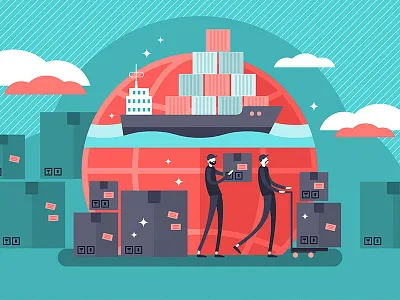 Cargo Shipping Concept business cargo concept deliver flat illustration global industry logistics sea shipping shipping container transport