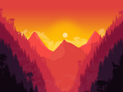 Landscape Flat Design | Red Forest design flat illustration flatdesign illustration photoshop