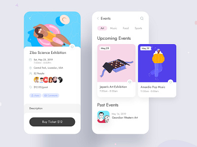 Event management mobile app android animation app app design art clean design event event booking illustraion interaction interface ios mobile mobile app museum ticket typography ui ux
