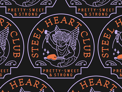 STEEL HEART CLUB apparel badge branding fashion geometric girl heart illustration line lineart logo logo design love minimal monoline packaging pattern romance shirt t shirt