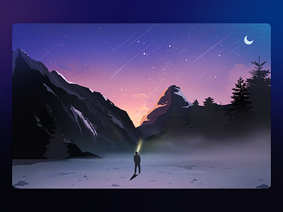 Mountain moonlight color dashboard galaxy gradient color illustration lights moon mountain sky star tree ui website
