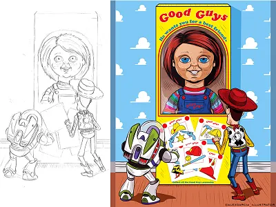 "I Have A Bad Feeling About This" adobe adobeillustrator cartoon chucky digitalart disney graphic illustration illustrator toystory vector
