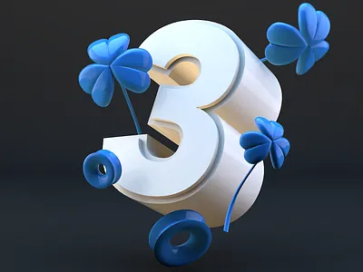 THE NØ PROJECT: Nø. 3 - Three Leaf Clover 3d 3d art cinema4d clover design graphic leaf numbers simple three