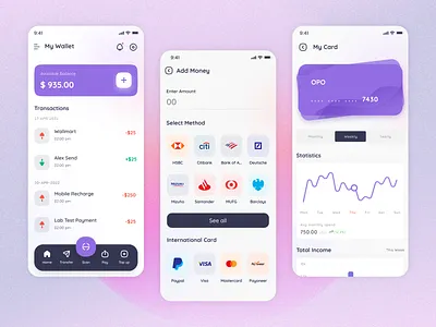 E-Wallet Mobile Application app design digital wallet e wallet emoney ewallet finance app fintech mobile app mobile design mobile ui online payment scanner transactions ui ui ux uiux ux wallet wallet app wallet ui