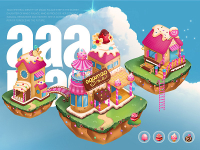 Dessert Island architecture dessert game ui hand drawn illustration sweet