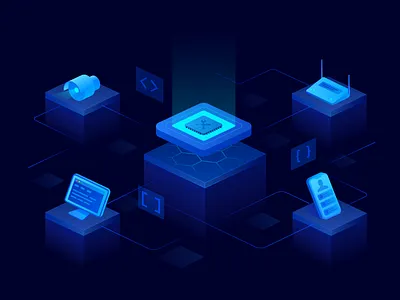 Developer 2.5d development illustration isometric