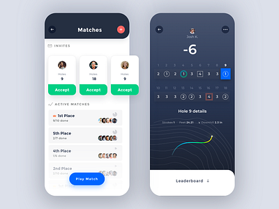 Light Mode + Interactive Scorecard app cards cards ui clean game golf ios minimal ui
