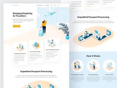 Graphic design for passport center website graphic design icons illustration landing page passport travel travelling ui website