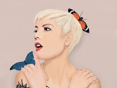 Halsey artist girl butterflies design drawingart drawings halsey illustration inspiration music music art poster realistic drawing tattoos