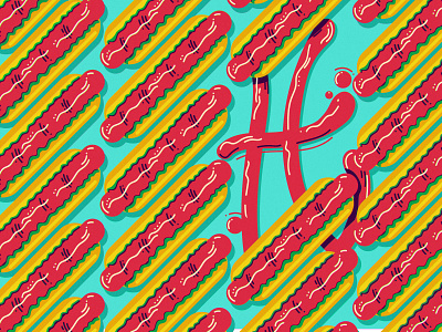 H 2d 36daysoftype fastfood food hotdogs illustration pattern typography vector