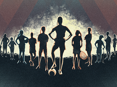 The Dreamers academy art artist baseball dreamers film golf illustration illustrator lineup photoshop poster poster design render soccer sports stadium tennis texture women