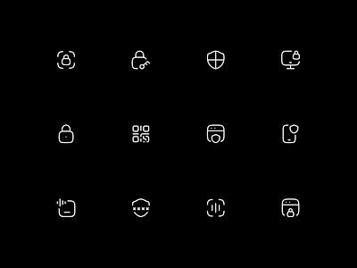 Security Minimal Icon Pack authentication icon icon pack icon set illustrator lock mobile security pro icons qr code sheild simple icons svg icon vector icon web security
