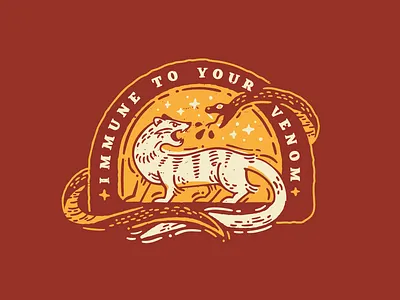 Mongoose Power badge mongoose quotes snake texture vector venom woodcut