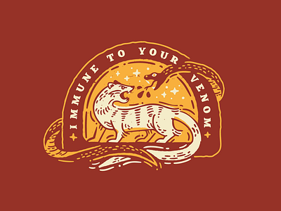 Mongoose Power badge mongoose quotes snake texture vector venom woodcut