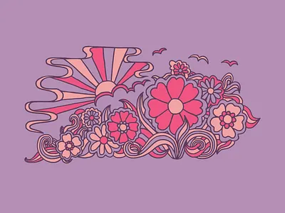Groovy Kentucky design flowers groovy illustration kentucky retro