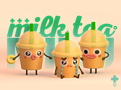 3D Drinks Illustration 3d c4d characters cinema4d drinks emoticons illustration milktea summer toy