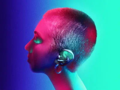 Neon Surrealism - Evanescente body colored colors cyberpunk ear girl glowy head neon neon colors neon surrealism photography portrait retro skinhead surrealism