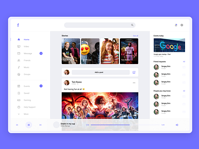Redesign for redesign 😄 design facebook flat minimal redesign stranger strangerthings things ui ux web дизайн плоский
