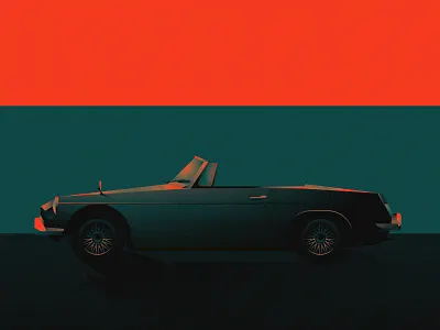 Roadster car dusk evening illustration illustrator sky sunset vehicle water