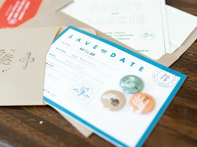 Save the Date buttons design pins print save the date screen print screenprint stationery wedding wedding invitation wedding invite wedding stationery