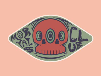 Mortals Club design illustration pastel color skull tshirt art tshirtdesign typography vector