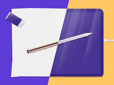 Paper or iPad art artist colour digital digital art digital illustration flat flat illustrations illustration ipad paper pencil purple sketch ui ux vector yellow