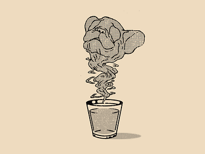 The Dog Spirit alcohol cloud design digital art digital illustration dog frenchie glass halftone illustration mezcal photoshop shot smoke spirits texture