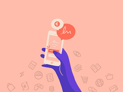 Money Transfer app hand icon icons illustration minimal money phone procreate sketch talk
