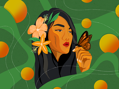 Girl at Peace in Nature digital illustration girl illustration green illustrator nature nature illustration