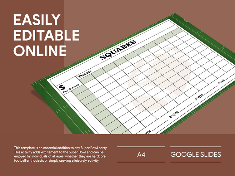 Football Squares Template Spreadsheet Super Bowl Squares for Google Sheets  