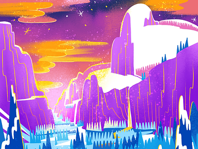 Snowy Sunset animation background cartoon colorful lisa frank rainbow