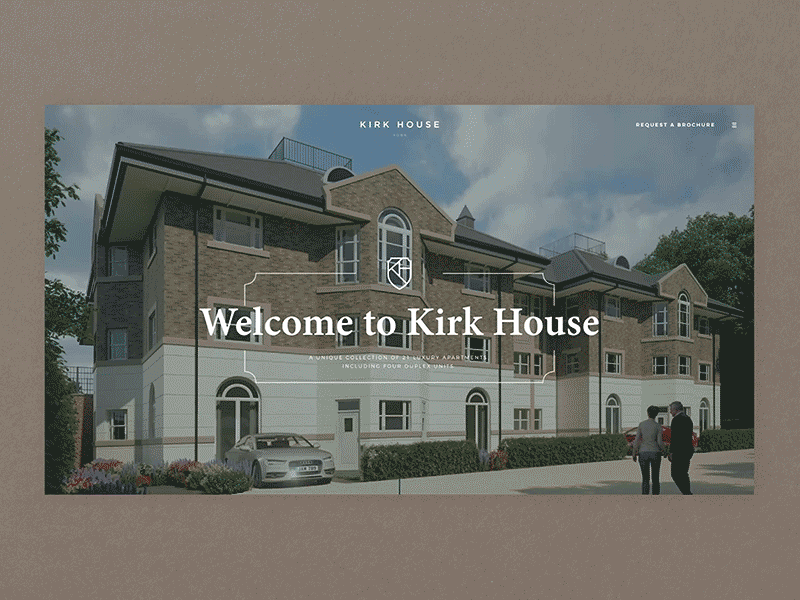 Kirk House Property Development Landing Page animation apartments architects gotham housing interaction landing page loading minimal property developer scroll transition web design web ui