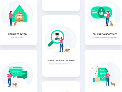 Taygo Onboarding Illustrations brand identity branding cards character clean design financial flat home home loan icon illustration lenders marketing onboarding taygo ui ux vector website
