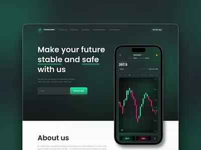 Trading Platform Landing page app bitcoin coin concept crypto dark mode dark ui design desktop interface landing landing page minimal software trading trading platdorm ui uidesign uiux userinterface