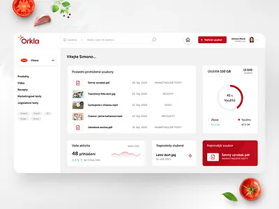 Orkla Data Pool Platform app chart cmyk crm dashboard food gallery light login orkla packaging rgb tomato ui vitana white