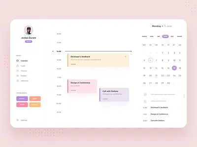 TimeNote Desktop App - Calendar app blue calendar chart clean colors design desktop digital gradient menu minimal profile round shadow task task list ui ux white