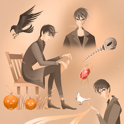 Character Design: Sandman Series book cover book illustration character design digital art digital illustration halloween procreate sandman