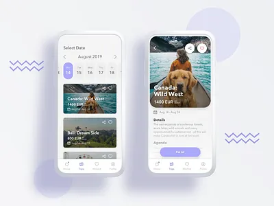 Trip Advisor app booking calendar design ios lavender light minimal mobile travel traveling trip ui ux