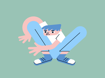 Squatting Guy boy character character design design drawing flat geometric guy illustration illustrator minimal pose shape squatting vector