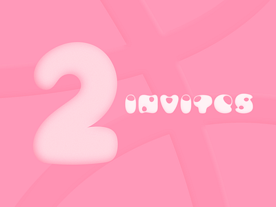 2 Dribbble Invites bubble gum pink font experimental design illustration lettering type invitation dribbble draft invites giveaway contest typography identity branding