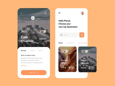 Travel App adobe xd app app design booking clean design interface landscape mobile app modern mountains place product app tourist tours travel traveling trip ui ux