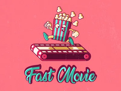 Fast Movie albania art cinema comic creative dribbble funny funny illustration illustrator jetmir lubonja logo movie popcorn vector vintage