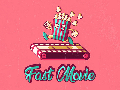 Fast Movie albania art cinema comic creative dribbble funny funny illustration illustrator jetmir lubonja logo movie popcorn vector vintage