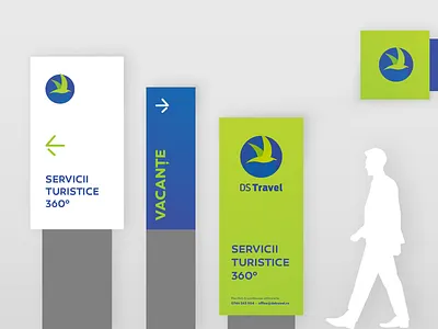 Ds Travel Signage brand applications brand collateral brand design brand identity brand identity system branding branding concept corporate design design system green branding identity logomark signage signage design symbol travel travel agency travel design turism