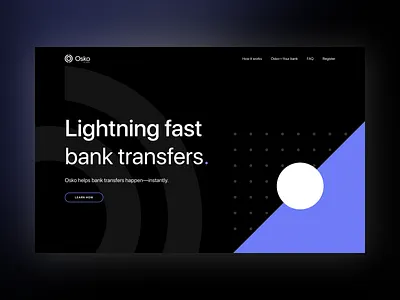 Osko blue branding button circles concept hero home page landing page osko pattern sans serif sf pro display shapes typography ui violet