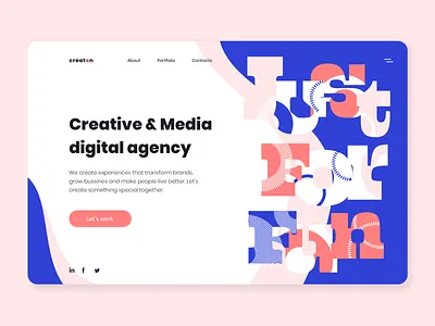 Creaton - Landing page concept agency app application arounda brand branding concept creative design golden grid illustration interface landing media ratio site sketch ui ux web